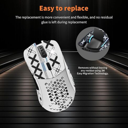 Mouse Grip Tape Full Coverage for Glorious Model D, Rounded Curved Edges Mouse Feet Skates,Self-Adhesive PreCut Sweat-Resistant Professional Mice Upgrade Kit(Foot pad + White Mouse Grip Tape) in Saudi Arabia
