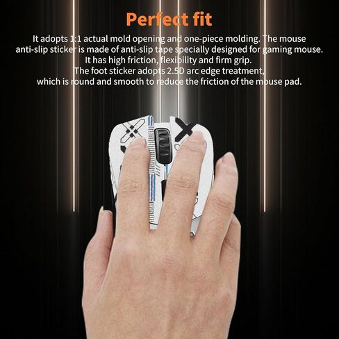 Mouse Grip Tape Full Coverage for Glorious Model D, Rounded Curved Edges Mouse Feet Skates,Self-Adhesive PreCut Sweat-Resistant Professional Mice Upgrade Kit(Foot pad + White Mouse Grip Tape) in Saudi Arabia