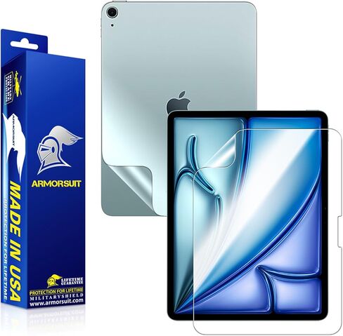 فيلم ArmorSuit لكامل الجسم + واقي شاشة لجهاز iPad Air 11 بوصة (إصدار 2024) فيلم MilitaryShield HD الشفاف in Saudi Arabia