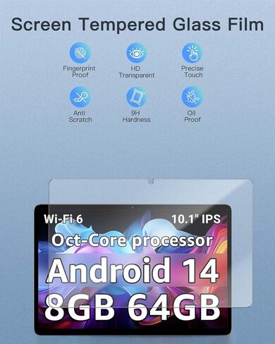 واقي شاشة لجهاز CFVOCUY TS-EM101A Android 14 Tablet 10.1 بوصة، زجاج مقسى بصلابة 9H لجهاز CFVOCUY TS-EM101A اللوحي مضاد للخدش، خالٍ من الفقاعات، وضوح عالي الدقة in Kuwait