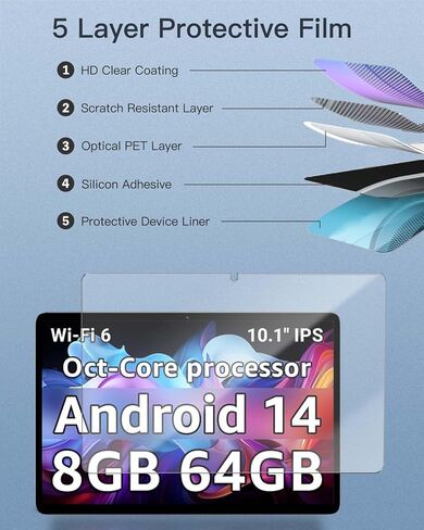 واقي شاشة لجهاز CFVOCUY TS-EM101A Android 14 Tablet 10.1 بوصة، زجاج مقسى بصلابة 9H لجهاز CFVOCUY TS-EM101A اللوحي مضاد للخدش، خالٍ من الفقاعات، وضوح عالي الدقة in Kuwait