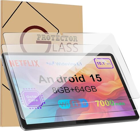 واقي شاشة مكون من قطعتين متوافق مع جهاز Doundy/Azeyou مقاس 10.1 بوصة Android 14 اللوحي، [وضوح HD] [9 صلابة] [مضاد للخدش] زجاج مقسى in Kuwait