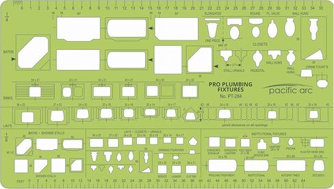 Pacific Arc, House Plan Fixtures Template, 1/4 in, Drawing aid Stencil for Professional or School Work, Size 4.5 x 9.625 in. in Saudi Arabia