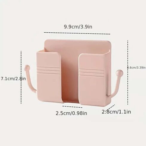 1pc Wall Mounted Phone Holder, Non Perforated Adhesive Phone Charging Holder with Hook (Pink) in Saudi Arabia