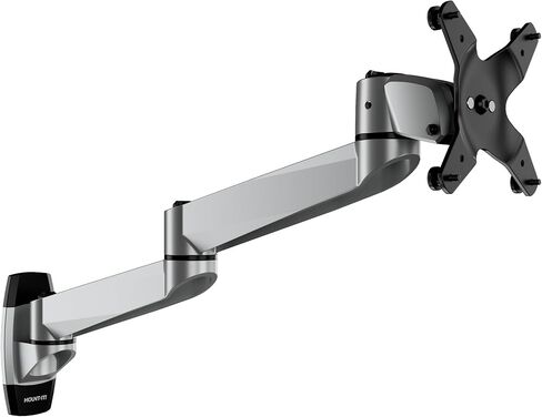 Mount-It! CLiX Series Single Monitor Wall Mount Full Motion Articulating Arm, TAA-Compliant, Fits 13-34" Screens up to 30 lbs, VESA 75 & 100, Premium Aluminum, Precision Control, Space-Saving, Silver in Saudi Arabia