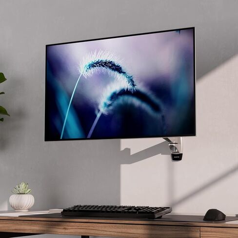 Mount-It! CLiX Series Single Monitor Wall Mount Full Motion Articulating Arm, TAA-Compliant, Fits 13-34" Screens up to 30 lbs, VESA 75 & 100, Premium Aluminum, Precision Control, Space-Saving, Silver in Saudi Arabia