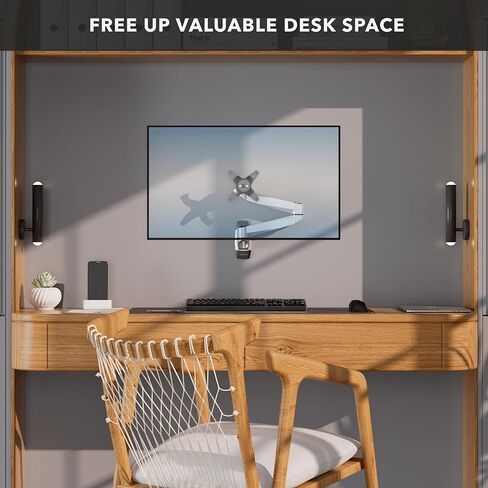 Mount-It! CLiX Series Single Monitor Wall Mount Full Motion Articulating Arm, TAA-Compliant, Fits 13-34" Screens up to 30 lbs, VESA 75 & 100, Premium Aluminum, Precision Control, Space-Saving, Silver in Saudi Arabia
