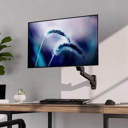Mount-It! CLiX Series Single Monitor Wall Mount Gas Spring Arm, TAA-Compliant, Fits 13-32" Screens up to 19.8 lbs, VESA 75x75 100x100, Articulating, Premium Aluminum, Space-Saving Design, Black in Saudi Arabia