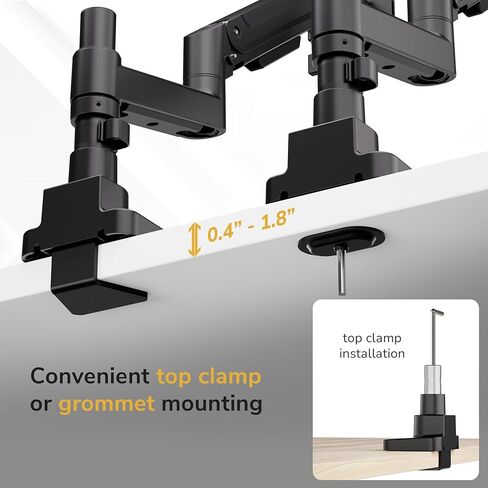 Mount-It! Ultrawide Monitor Desk Mount with Pole, Fits 17–49" Screens, Heavy Duty Height-Adjustable Gas Spring Arm, 44 lbs Capacity, Full Motion, VESA 75/100, Clamp or Grommet in Saudi Arabia