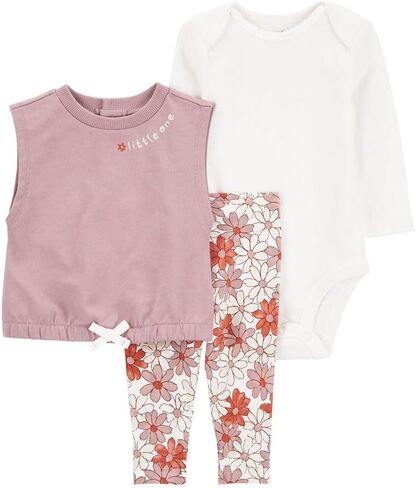 Carter's Baby Girls' 3 Piece Vest Little Jacket Set (Little One Multi, 3 Months) in Saudi Arabia
