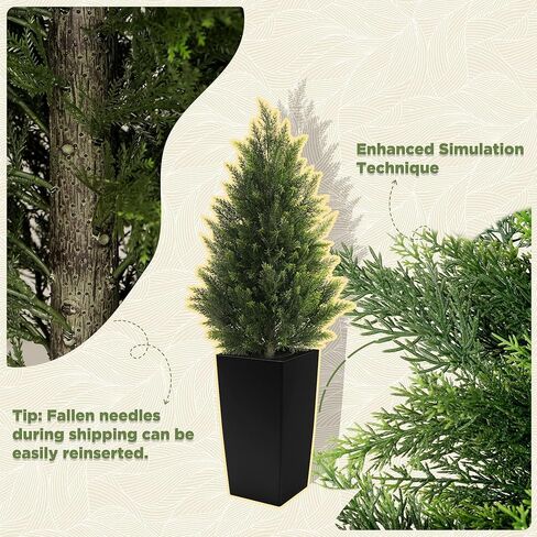 مذكرات مافيس 4FT أشجار الأرز الاصطناعية في الهواء الطلق، مجموعة من 2 في الأواني المربعة الحديثة، توبياري فو واقعية للشرفة والحديقة وديكور المنزل in Kuwait