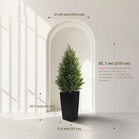 مذكرات مافيس 4FT أشجار الأرز الاصطناعية في الهواء الطلق، مجموعة من 2 في الأواني المربعة الحديثة، توبياري فو واقعية للشرفة والحديقة وديكور المنزل in Kuwait