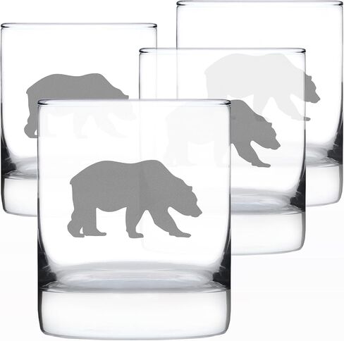 Bear Whiskey Rocks Glass - Cabin Themed Gifts or Rustic Decor for Men and Women - Fun Whisky Drinking Tumbler - 10.25 oz in Kuwait