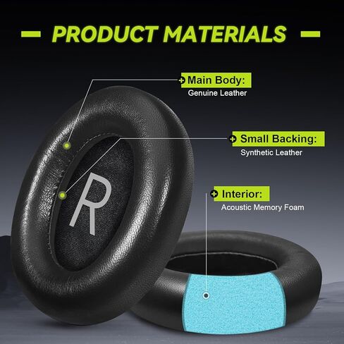 Aurivor Replacement 700 Ear Pads for Bose Noise Cancelling (NC) 700 Headphones, NC700 Earpads Cushions Made of Genuine Lambskin Leather, Noise Isolation Memory Foam, Added Thickness (Black) in Saudi Arabia