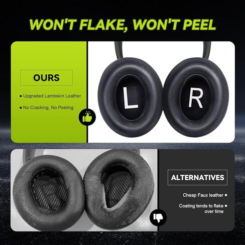 Aurivor Replacement 700 Ear Pads for Bose Noise Cancelling (NC) 700 Headphones, NC700 Earpads Cushions Made of Genuine Lambskin Leather, Noise Isolation Memory Foam, Added Thickness (Black) in Saudi Arabia