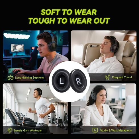 Aurivor Replacement 700 Ear Pads for Bose Noise Cancelling (NC) 700 Headphones, NC700 Earpads Cushions Made of Genuine Lambskin Leather, Noise Isolation Memory Foam, Added Thickness (Black) in Saudi Arabia