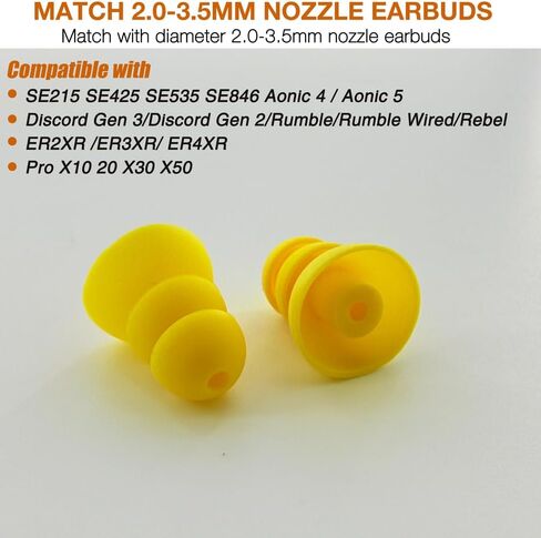 Triple Flange Eartips Replacement for Se846 Se535 Se215 & Elgin Discord Gen 3/Discord Gen 2/Rumble/Rumble Wired & Etymotic ER2XR /ER3XR/ ER4XR & ISOtunes PRO Earbuds Earpad * 5 Pairs in Saudi Arabia