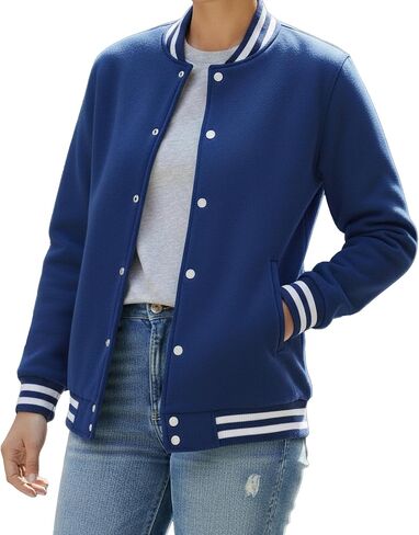 Varsity Jackets For Women - Casual Letterman Jacket Women Highschool Baseball Bomber Lightweight Trendy in Saudi Arabia