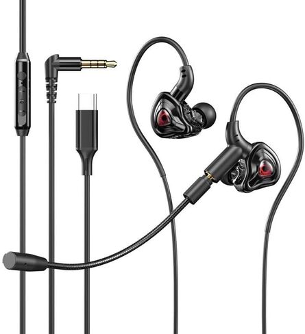 (No delay) HiFi Gaming in Ear Headphones with Built-in Microphone and soundproof earplugs - Wired Headphones with Clear Sound and Low bass in Saudi Arabia