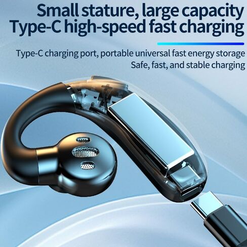 Open Ear Bluetooth 5.5 Wireless Earbuds 180° Rotatable Design Single Earpiece LED Display 72H Playtime Ear Headset for Cell Phone in Saudi Arabia