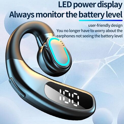 Open Ear Bluetooth 5.5 Wireless Earbuds 180° Rotatable Design Single Earpiece LED Display 72H Playtime Ear Headset for Cell Phone in Saudi Arabia