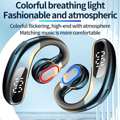 Open Ear Bluetooth 5.5 Wireless Earbuds 180° Rotatable Design Single Earpiece LED Display 72H Playtime Ear Headset for Cell Phone in Saudi Arabia