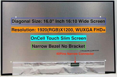 بديل شاشة EM EMAJOR TECH الجديدة لشاشة NV160WUM-K00 B160UAK01.1 FHD 1080p OnCell التي تعمل باللمس LCD LED مع مجموعة من الشريط والأداة in Saudi Arabia