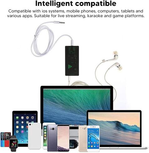 مغير الصوت، بطاقة صوت حية للألعاب محمولة صغيرة محمولة، 7 مؤثرات صوتية، لنظام Android iOS، للهواتف وأجهزة الكمبيوتر والأجهزة اللوحية والتوصيل والتشغيل in Kuwait
