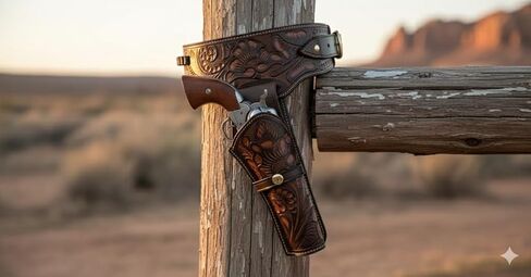 TJAYZ 38/357 Caliber Western Gun Belt and Holster – American Company Full Grain Leather Cowboy Heritage Rig, Tooled Revolver Holster, Right Hand Draw, SASS Cowboy Action in Saudi Arabia