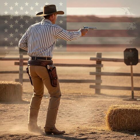 TJAYZ 38/357 Caliber Western Gun Belt and Holster – American Company Full Grain Leather Cowboy Heritage Rig, Tooled Revolver Holster, Right Hand Draw, SASS Cowboy Action in Saudi Arabia