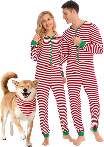 SWOMOG Matching Family Pajamas Sets Christmas Couple PJ's Holiday Onesise Nightwear Household Sleepwear Sets with Pet bibs in Saudi Arabia