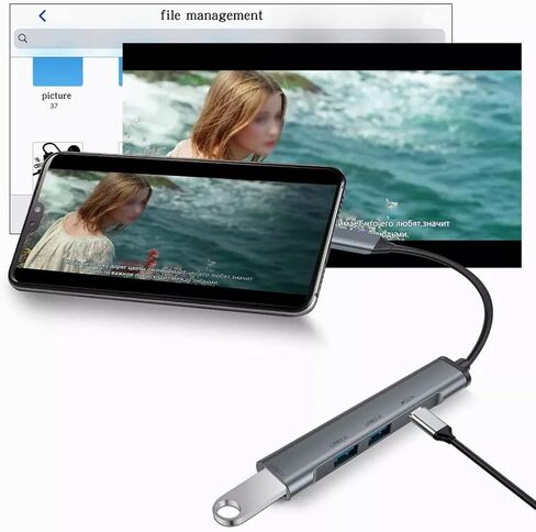 منفذ شاحن USB C 4 في 1 محول USB Hub متوافق مع Samsung Galaxy A73، A54، A53، A33، A23، A14، A13، A03s - منفذ USB Splitter Type-C PD in Kuwait