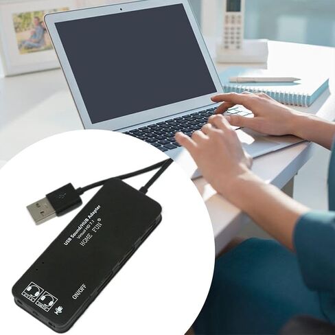 بطاقة صوت USB 2 في 1 ومحور 3 منافذ - 7.1 قناة صوتية مع دعم ميكروفون، توصيل وتشغيل USB 2.0 Hub لطابعة ماوس لوحة المفاتيح وسماعات الرأس على الكمبيوتر المحمول المكتبي الذي يعمل بنظام Windows in Saudi Arabia