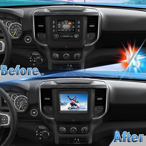 Android 14 Double Din Car Stereo ترقية راديو لـ Dodge Ram 1500 2500 3500 2019-2023،7 بوصة شاشة لمس مع Carplay لاسلكي Android Auto GPS WiFi Bluetooth RDS DSP SWC Mirrorlink كاميرا احتياطية in Kuwait