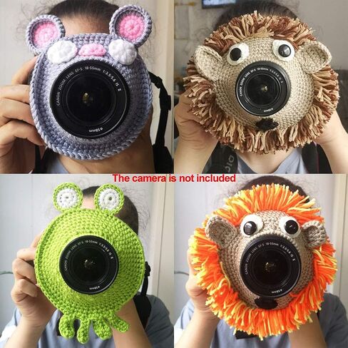 Shutter Hugger, Camera Buddies Shutter Hugger Photography Props, Handmade Pet Knitted Lens Accessories Pet for Portable Video Devices(Color:Orange) in Saudi Arabia