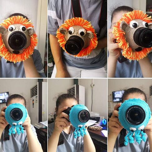 Shutter Hugger, Camera Buddies Shutter Hugger Photography Props, Handmade Pet Knitted Lens Accessories Pet for Portable Video Devices(Color:Orange) in Saudi Arabia