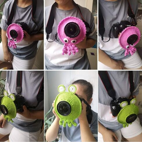 Shutter Hugger, Camera Buddies Shutter Hugger Photography Props, Handmade Pet Knitted Lens Accessories Pet for Portable Video Devices(Color:Orange) in Saudi Arabia