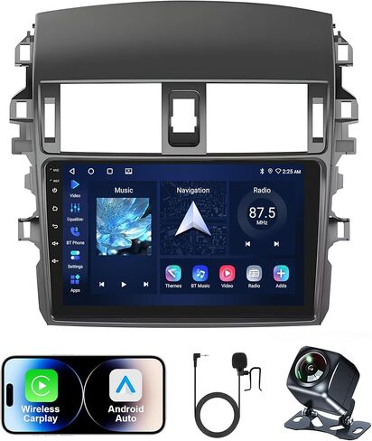 ستيريو سيارة 9 بوصة لسيارة Toyota Corolla 2009-2013، استبدال شاشة راديو Android مع CarPlay اللاسلكي/Android Auto، GPS، بلوتوث، WiFi، DSP، FM، كاميرا احتياطية in Kuwait