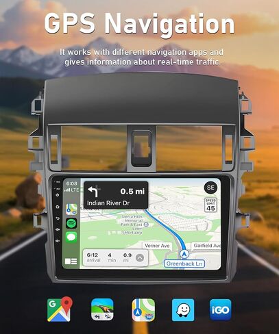 ستيريو سيارة 9 بوصة لسيارة Toyota Corolla 2009-2013، استبدال شاشة راديو Android مع CarPlay اللاسلكي/Android Auto، GPS، بلوتوث، WiFi، DSP، FM، كاميرا احتياطية in Kuwait