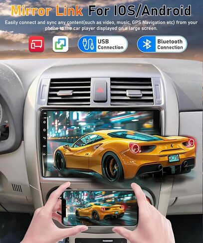 ستيريو سيارة 9 بوصة لسيارة Toyota Corolla 2009-2013، استبدال شاشة راديو Android مع CarPlay اللاسلكي/Android Auto، GPS، بلوتوث، WiFi، DSP، FM، كاميرا احتياطية in Kuwait