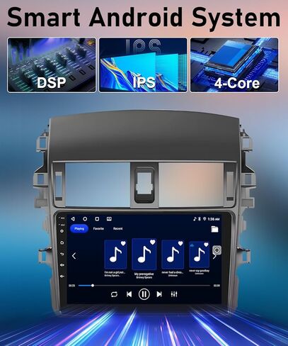 ستيريو سيارة 9 بوصة لسيارة Toyota Corolla 2009-2013، استبدال شاشة راديو Android مع CarPlay اللاسلكي/Android Auto، GPS، بلوتوث، WiFi، DSP، FM، كاميرا احتياطية in Kuwait