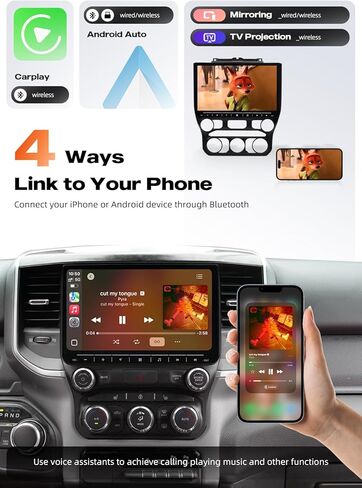 Dasaita Android 13 Car Stereo for Dodge RAM 1500/2500/3500 2019-2021, 10.2" Touchscreen Head Unit with 6GB RAM 64GB ROM, Wireless CarPlay & Android Auto, 4G LTE & 5G WiFi, Plug and Play Upgrade in Saudi Arabia