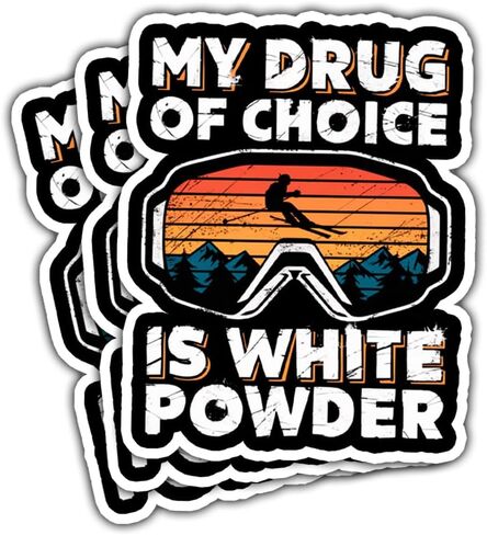 3 قطع My Drug of Choise is ملصق مسحوق أبيض للتزلج على الجليد لمحبي التزلج على الجليد ملصق للشتاء والثلج والرياضات الجبلية ملصقات رجل الثلج الأبيض مسحوق لزجاجة الكمبيوتر المحمول والهاتف وقبعة صلبة مقاس 3 × 3 بوصة in Kuwait