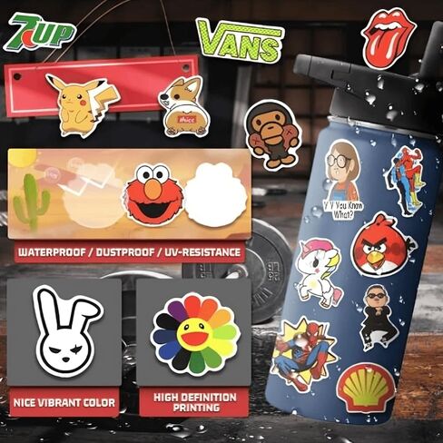 Amazing Stickers | 100pcs Random Stickers Pack | Adults Teens Kids | Waterproof Vinyl Stickers Decals | Water Bottles, Skateboards, Helmets, Laptops, Bicycle in Saudi Arabia