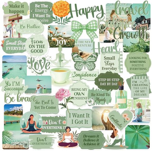 50 Pcs Vision Board Stickers for Women, Positive Affirmation Stickers for Vision Board Supplies Kit, Inspirational Quote Journey Decal Sticker for Adults Teens Planner Accessories (Brown) in Saudi Arabia
