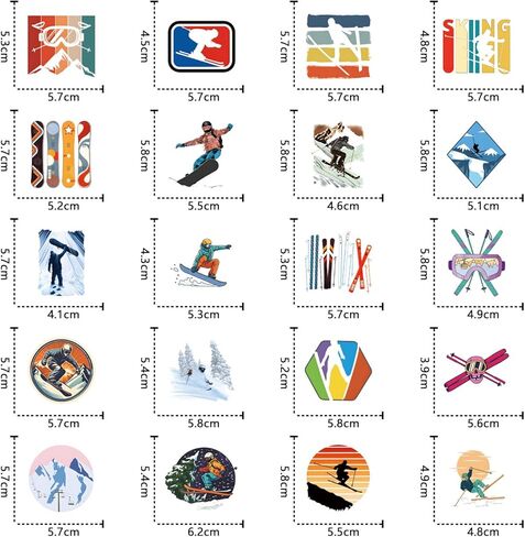55 Pcs Winter Skiing Sports Waterproof Vinyl Stickers for Helmet Snowboard Water Bottles Bicycle Laptop Refrigerator Luggage Computer Mobile Phone Bike Decals Party Favors in Saudi Arabia