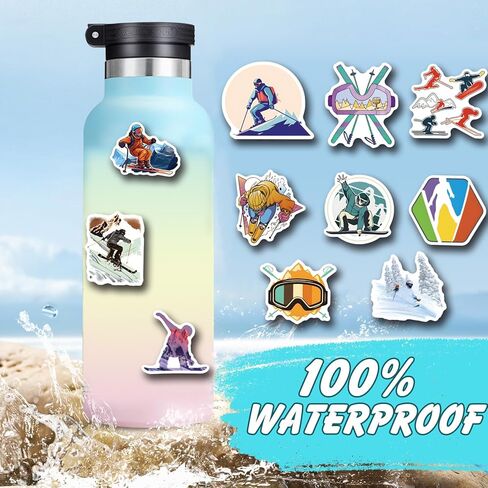 55 Pcs Winter Skiing Sports Waterproof Vinyl Stickers for Helmet Snowboard Water Bottles Bicycle Laptop Refrigerator Luggage Computer Mobile Phone Bike Decals Party Favors in Saudi Arabia