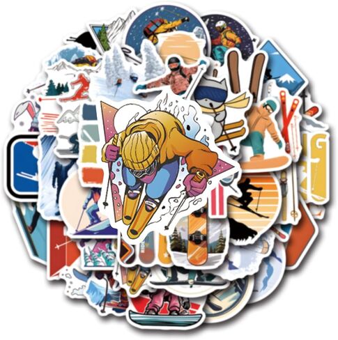 55 Pcs Winter Skiing Sports Waterproof Vinyl Stickers for Helmet Snowboard Water Bottles Bicycle Laptop Refrigerator Luggage Computer Mobile Phone Bike Decals Party Favors in Saudi Arabia