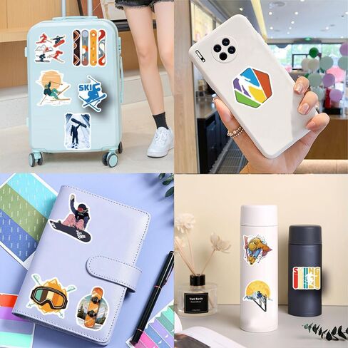 55 Pcs Winter Skiing Sports Waterproof Vinyl Stickers for Helmet Snowboard Water Bottles Bicycle Laptop Refrigerator Luggage Computer Mobile Phone Bike Decals Party Favors in Saudi Arabia