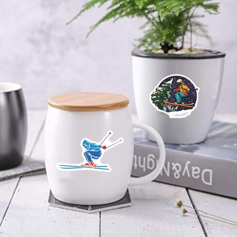 55 Pcs Winter Skiing Sports Waterproof Vinyl Stickers for Helmet Snowboard Water Bottles Bicycle Laptop Refrigerator Luggage Computer Mobile Phone Bike Decals Party Favors in Saudi Arabia